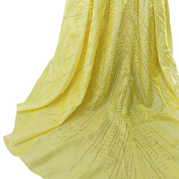 Vtg Size 4 Sparkly Yellow Beaded One Shoulder Mermaid Cocktail Evening Gown - Picture 5 of 7